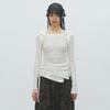 Lace Boat Neck Hoodie White Br2Cl007