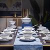 Fuyu Ceramics 56-Piece Blue & White Linglong Dinnerware Set