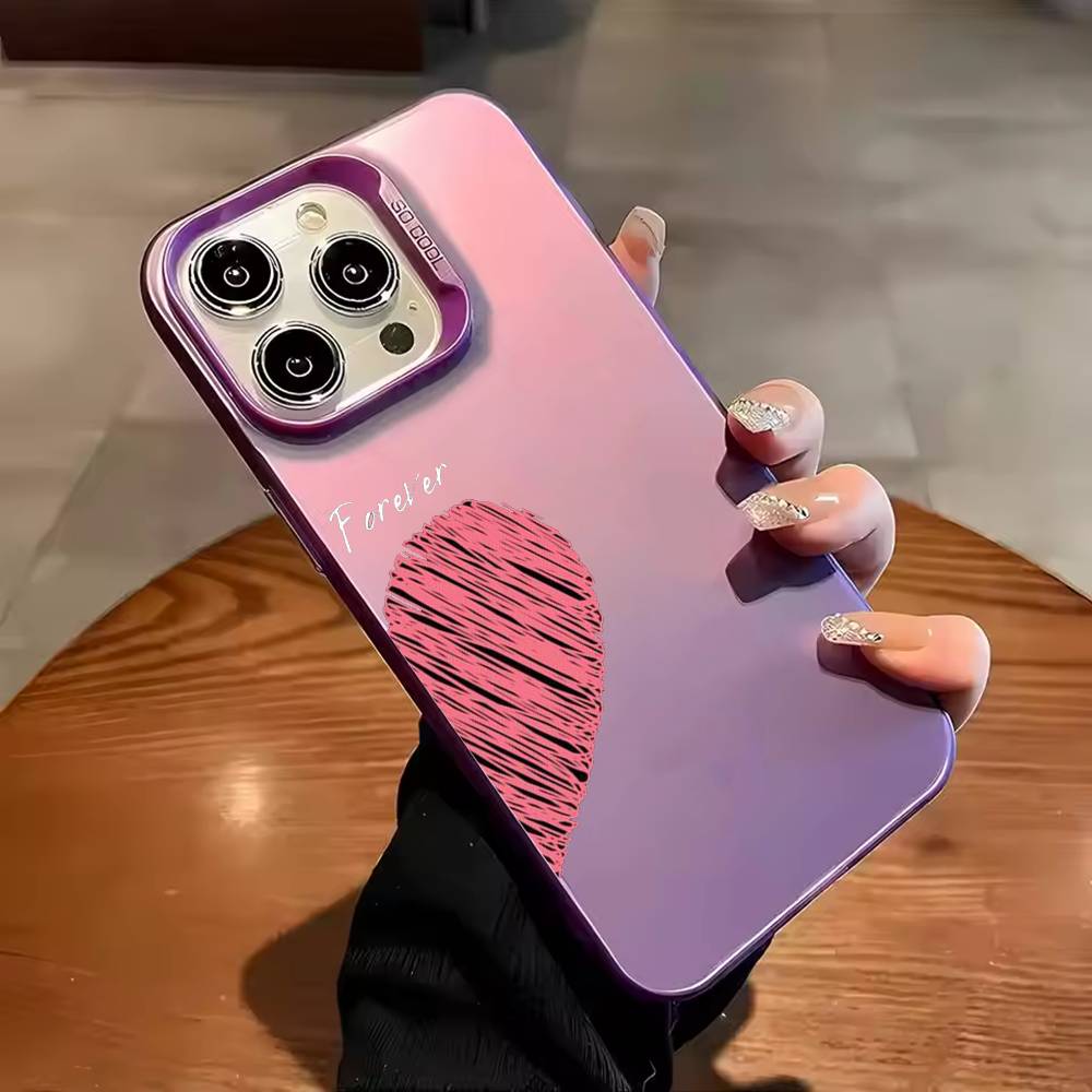 Red Love C-couple wallpaper Phone Case Color Silver Shell For IPhone 17 16 15 14 13 12 11 Pro Max Plus