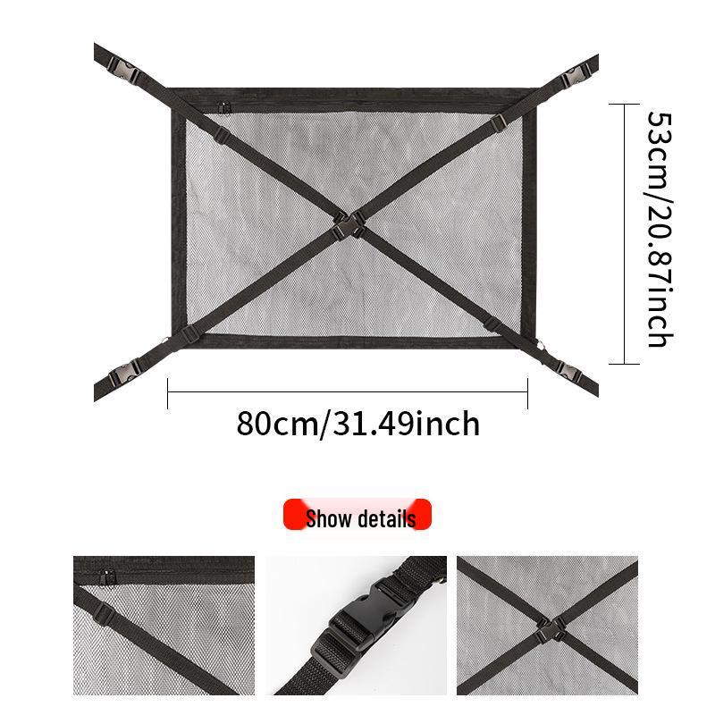 Car Roof Storage Mesh Pocket with Cross Direct Buckle - Dual Use Net for Car Roof Storage
