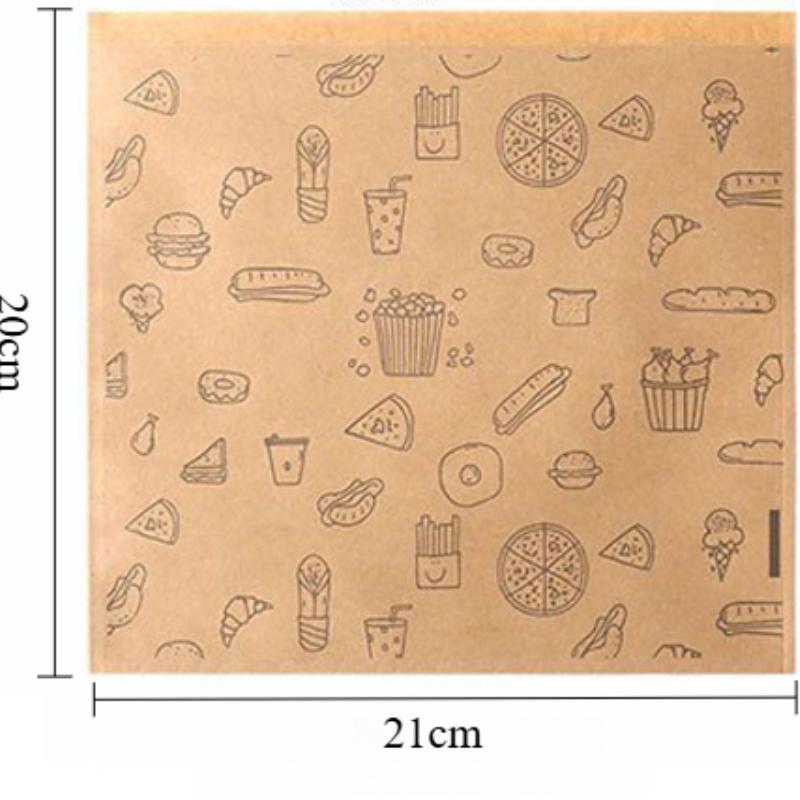 50PCS Greaseproof Paper Bag, Kraft Paper Bag, Food Packaging Bag, Disposable Packaging Baking Paper Kitchen Accessories