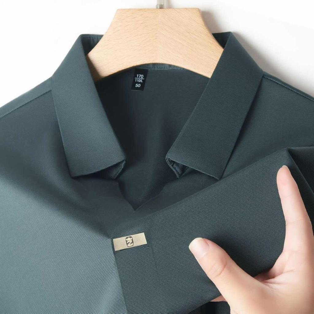 STORN New Men's Casual and Fashionable Solid Color Short Sleeved Polo Shirt Comfortable and Versatile Summer T-shirt