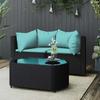 Vidaxl 3-Cz. Garden Lounge Set, Cushions, Black PE Rattan