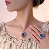 Jewelry Simulation Blue Spinel Retro Light Luxury Set Pendant With Main Stone 13 * 18