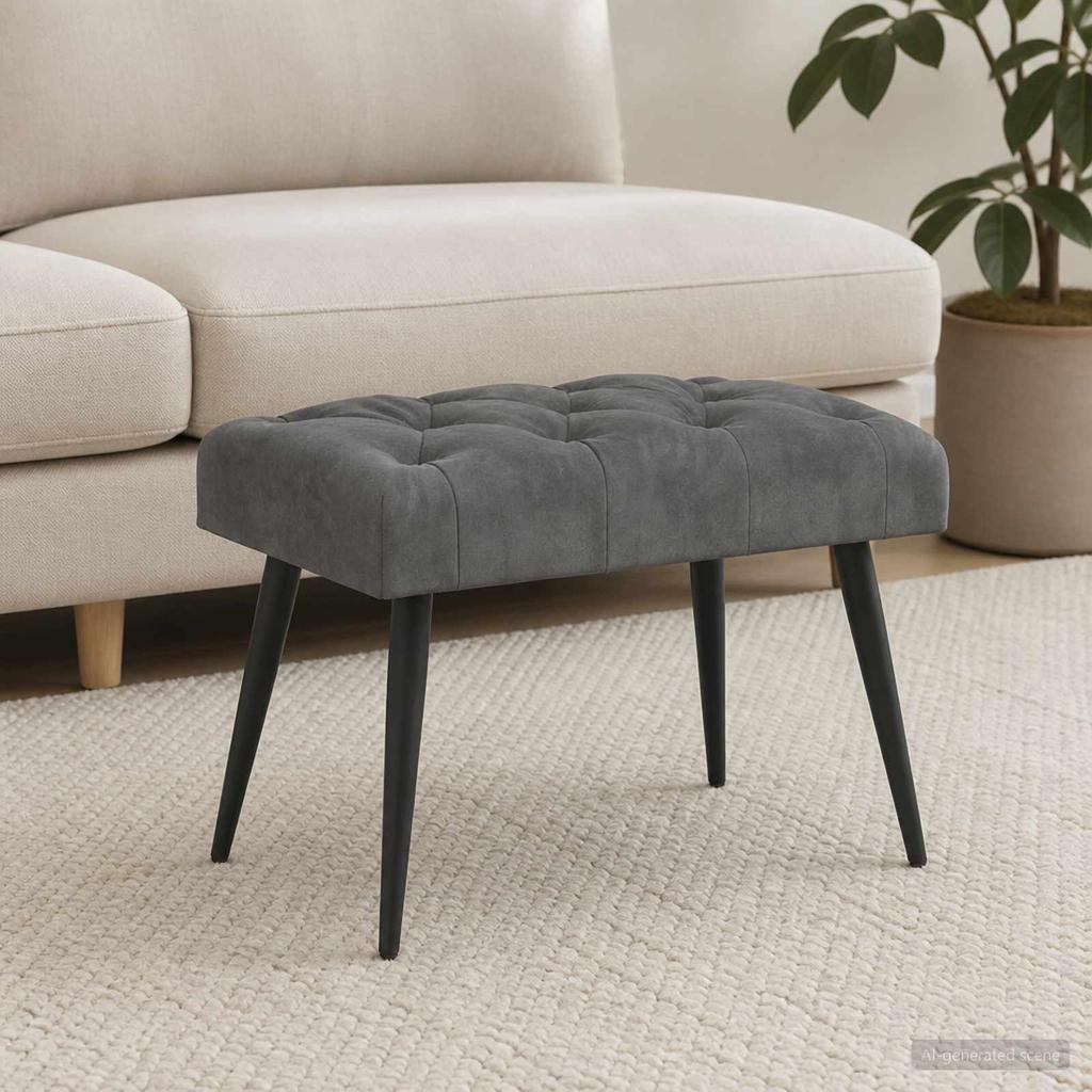 Button Tufted Bench Dark Gray 60 x 40 x 45 cm Velvet