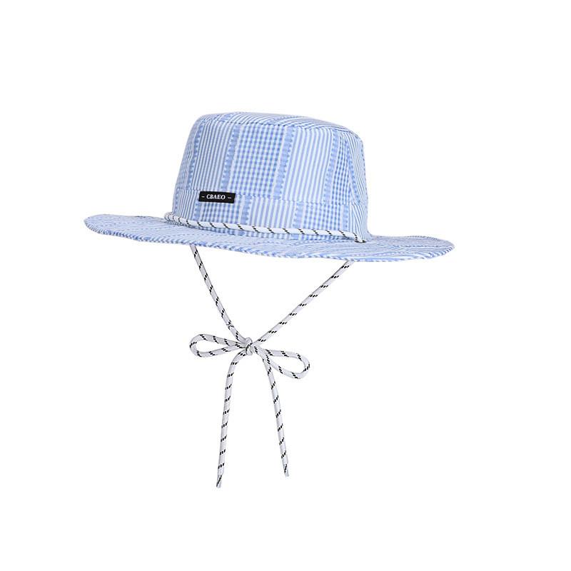 

Fashionable Summer Striped Cap With Large Brim And Breathable Material For Beach Use Blue