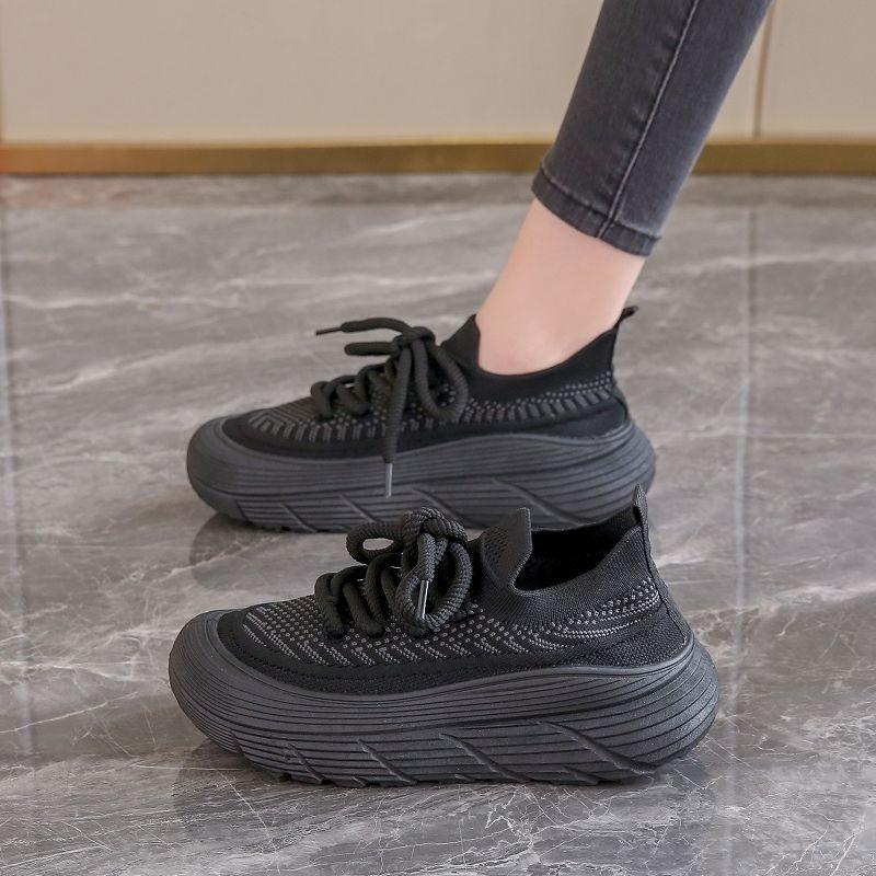 Flying woven mesh popular coconut shoes women's new breathable soft-soled sneakers platform running shoes women's shoes