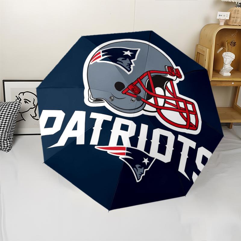 Patriot Logo Print Automatic Umbrella, 8 Rib Iron Frame, Plastic Handle, Suitable for Outdoor Travel &Daily , Ideal Gift