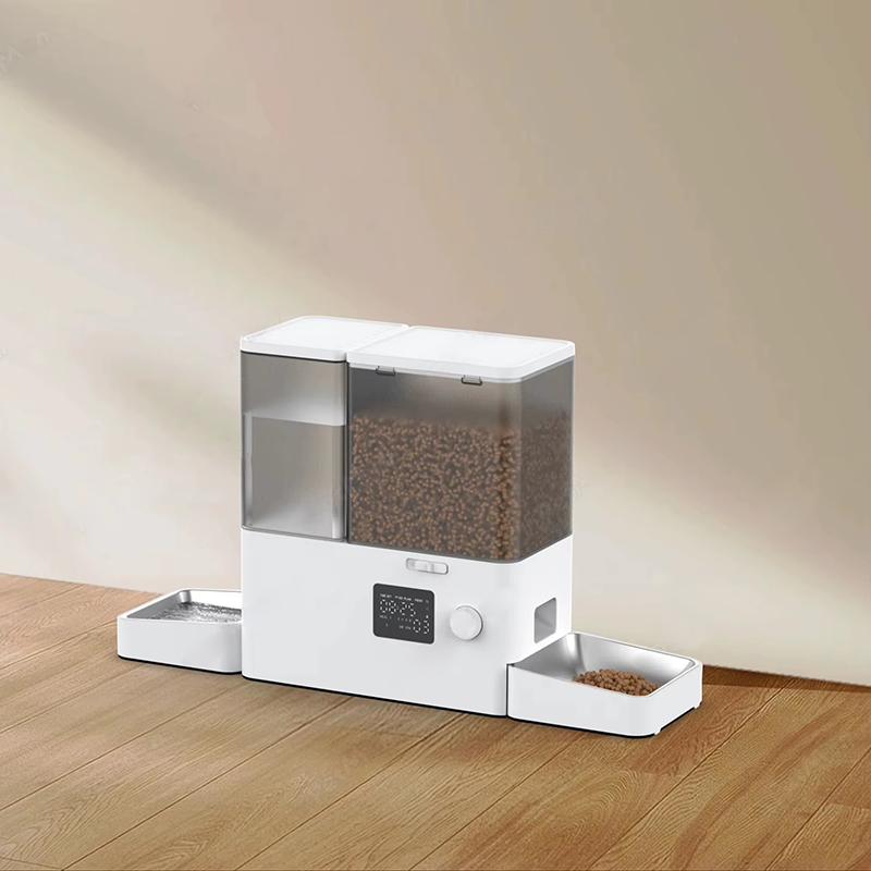 

Factory New Desgin Intelligent 2-in-1 Integrated Pet Water & Grain Feeder WiFi Automatic All-in-One Timed Cat Feeder Dispenser Button Version білий