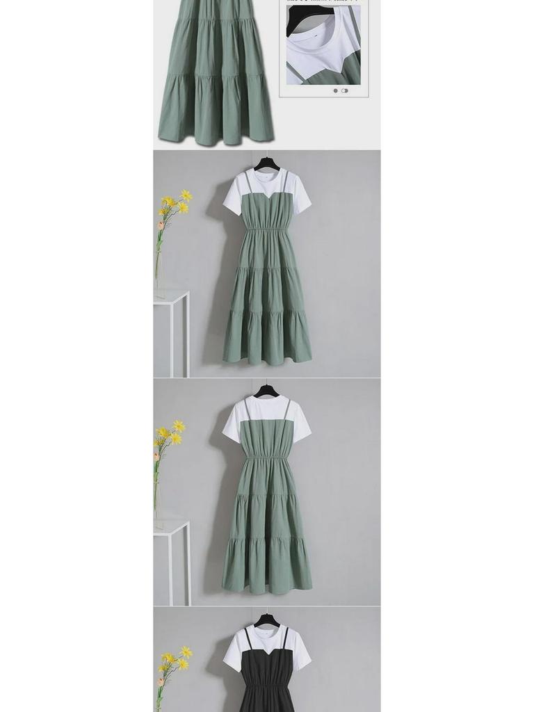 Vestido Longo de Duas Peças Slim Fit Estilo Chinês Plus Size - Verão 2025