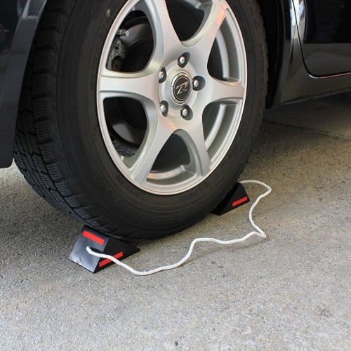 Meltec Car Tire Stopper Rubber Pack of 2 Meltec FTW-01 Compatible with all light 4 to passenger cars Includes 4 reflective stickers and strings