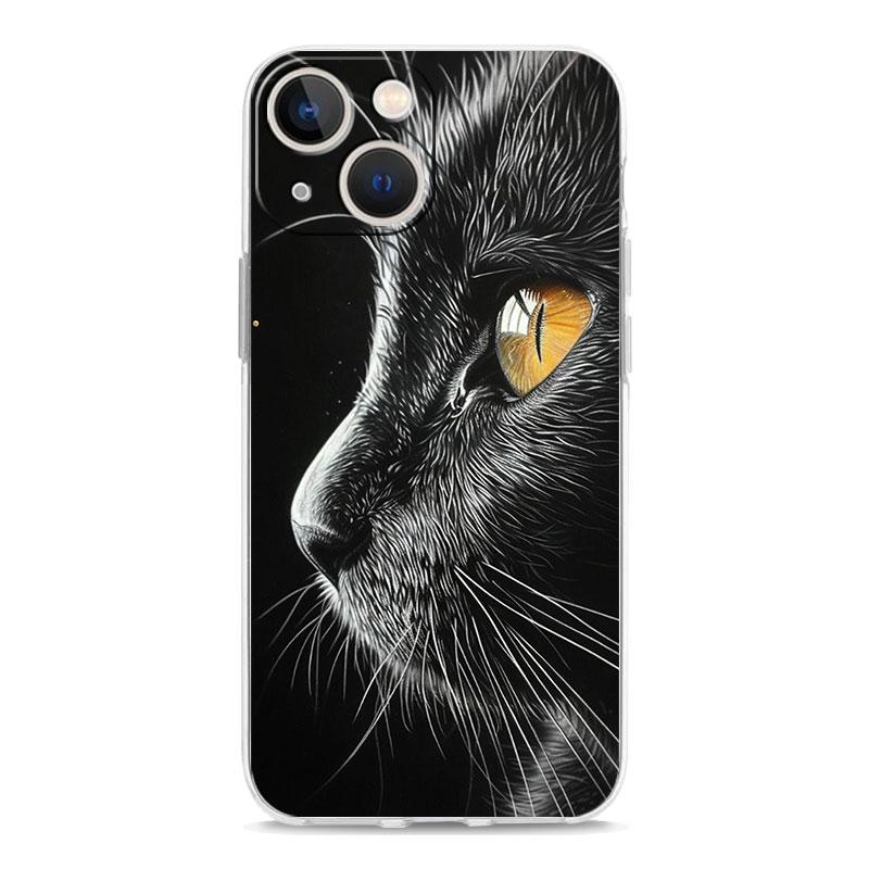 Phone Case For iPhone 17 Cases iPhone Air 16 15 12 13 14 Pro Max 7 8 Plus 16Pro iPhone11 Soft Cover Cat Line Black Cats