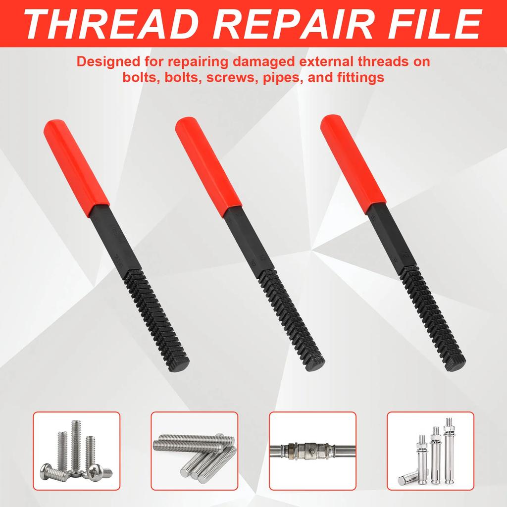 3Pcs Thread File High Hardness Thread Restorer File Multipurpose Metric Thread Repair File Heavy Duty Steel Thread Restorer File