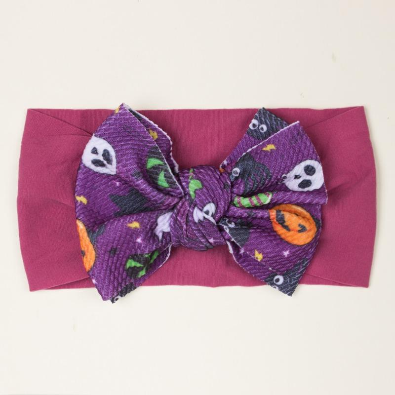 New Halloween Day Children's Headband, Pumpkin Head Printed Bow Baby Hair Accessories, Baby Headscarf