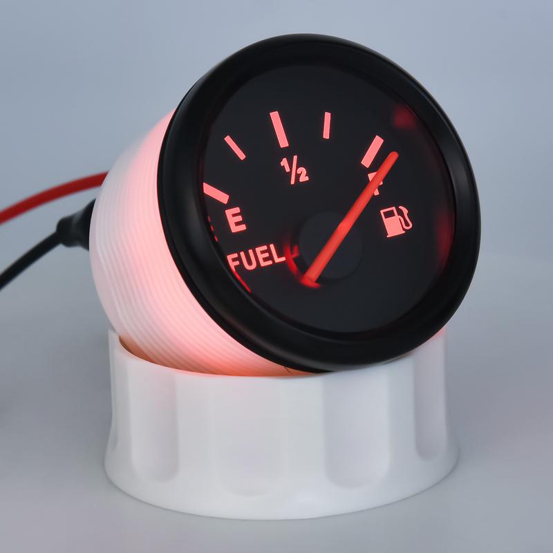 E-1/2-F Fuel Level Gauge Boat Marine Fuel Tank Level Gauge with 100-550mm Fuel Indicator Sensor Red Backlight for Car Boat