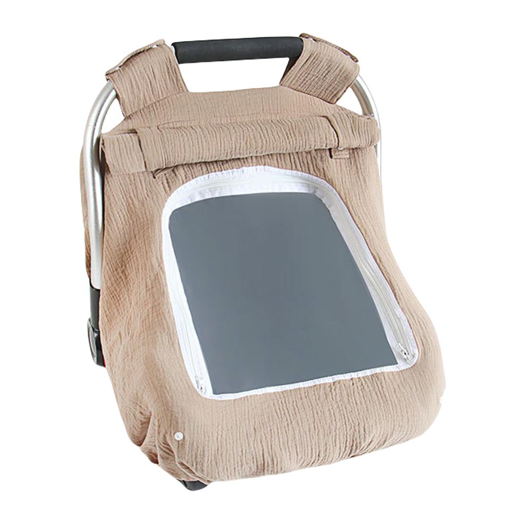 Infant Car Seat Canopy with Breathable Window Baby Strollers Cover for Boys and Girls Windproof Basket Sunshade