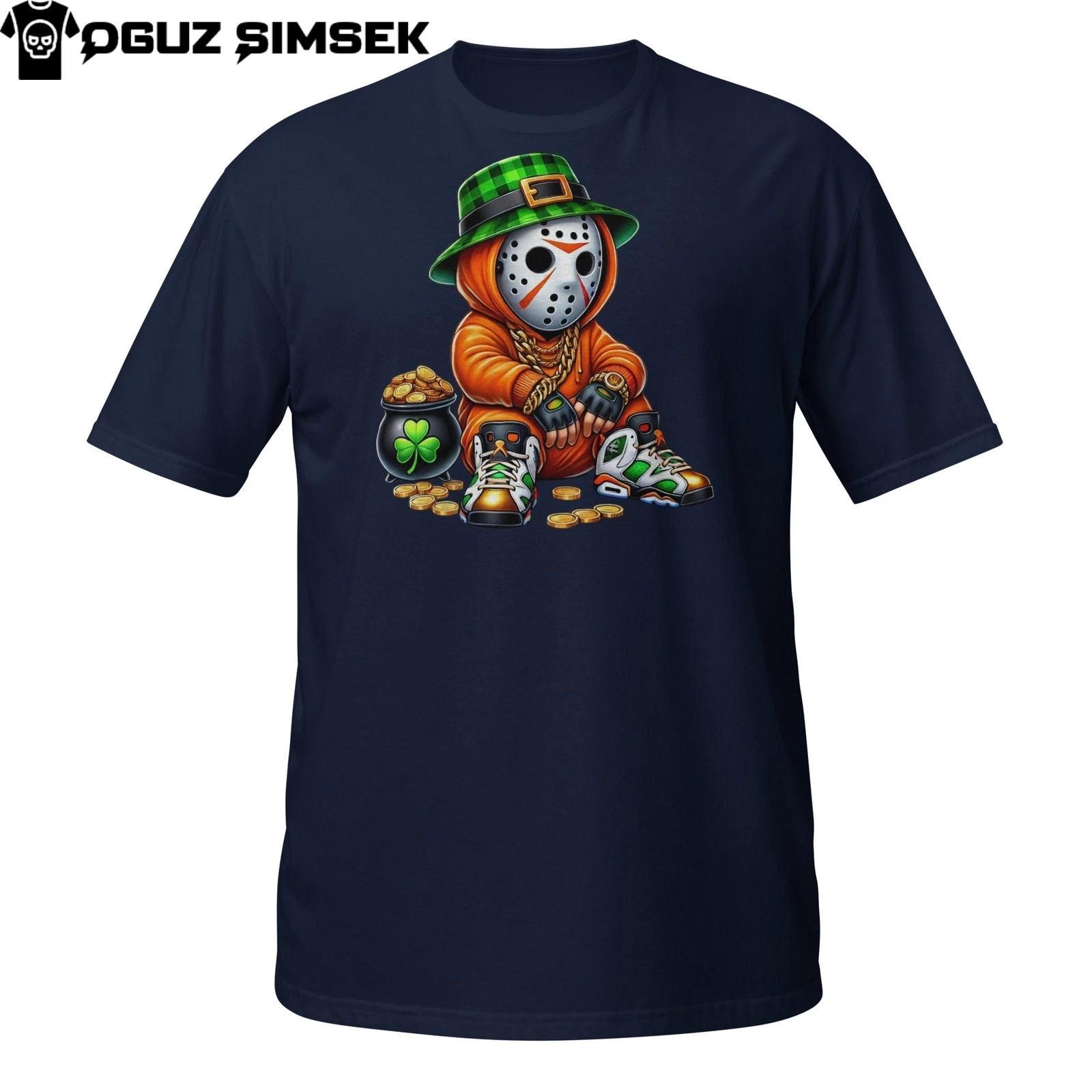 Funny Irish Jason Shirt – Hip Hop Leprechaun T-Shirt Mens Womens Tees Top with Shamrock Graphic M