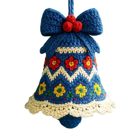 Handmade Christmas Bell Ornament DIY Knitted Santa Claus Bell Crochet