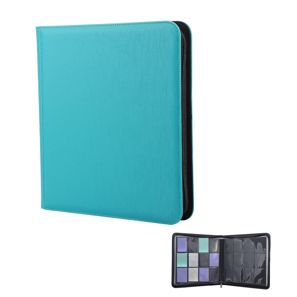 PU Leather Cover Trading Card Album Large Capacity Zipper Closure Card Collection Album With Transparent Inner Page for Storage