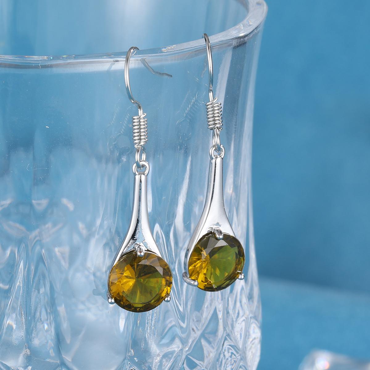 

Роскошные Изысканные Простые Модные Серьги-подвески с перидотом Элегантные Женские Свадебные Помолвочные Аксессуары с цирконом