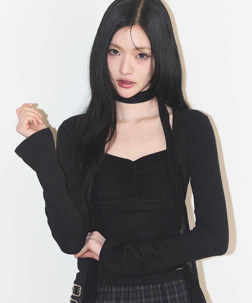 ILLIGO Shirred Bolero Top Black