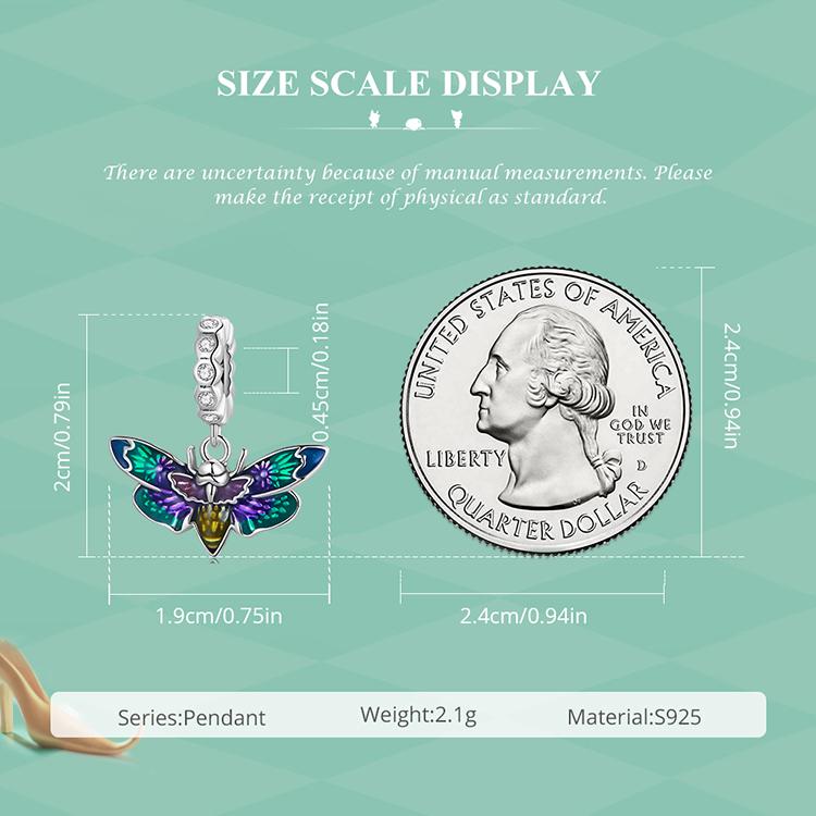 WOSTU 925 Sterling Silver Devil Flower Hanging Charm Grotesque Bee & Fish Hanging Bead Fit DIY Making Women Bracelet & Bangle Jewelry