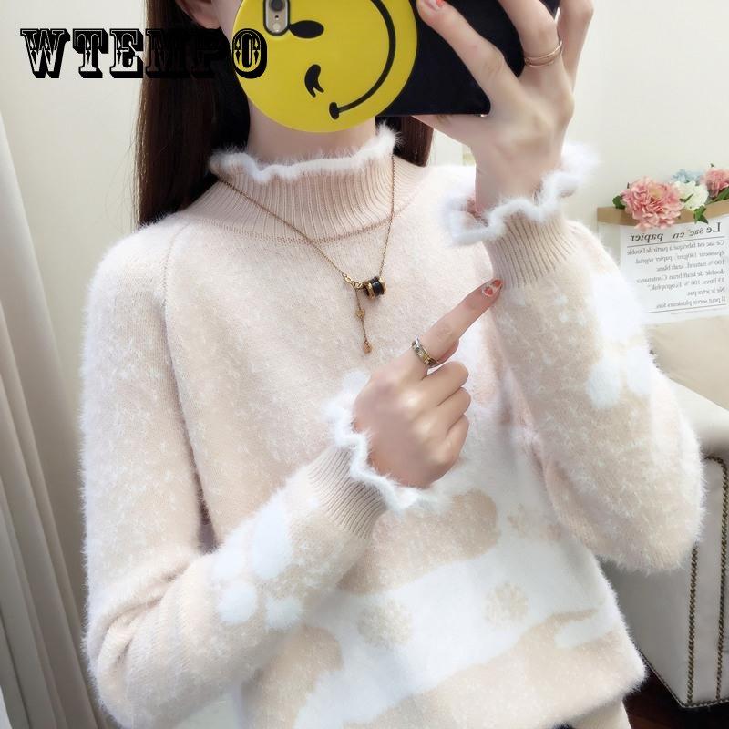 

Свитер с круглым вырезом, кашемировый теплый свитер, зимний женский свитер, свитер большого размера с длинными рукавами