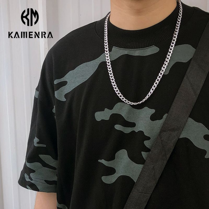 Carmen Trendy Ins Internet Celebrity Titanium Steel Chain Stylish Cuban Link Chain Fashion All-Match Cold Style Men's and Women's Necklaces Ornament