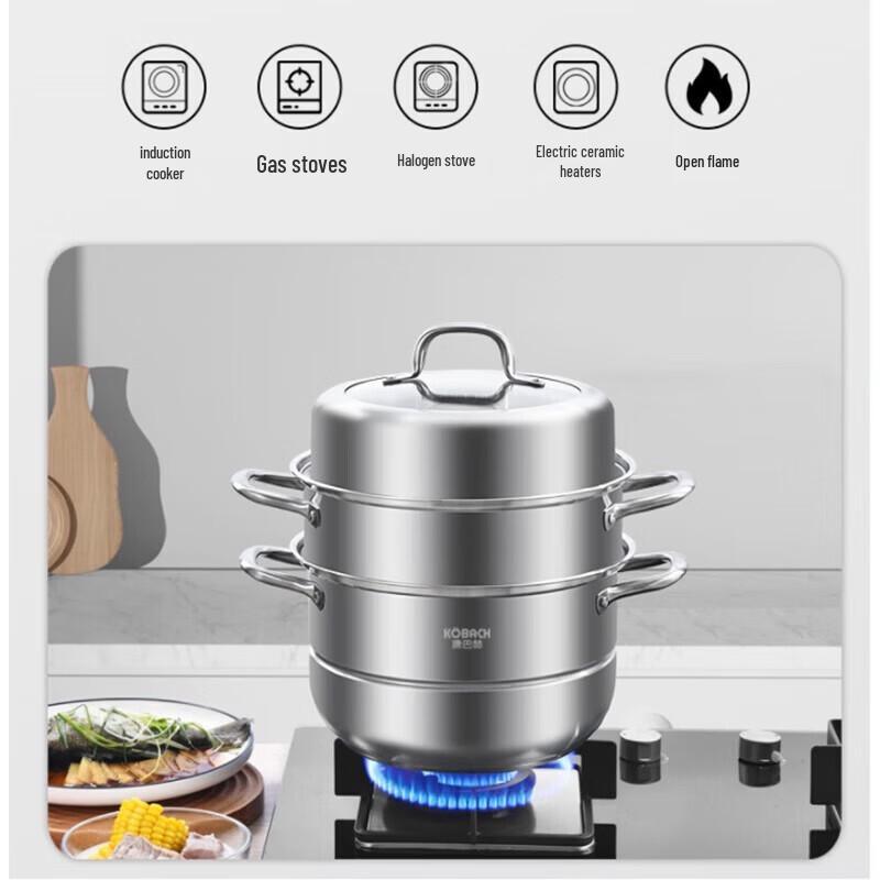 Kangbach 28cm 3-Layer 304 Stainless Steel Steamer Pot Set