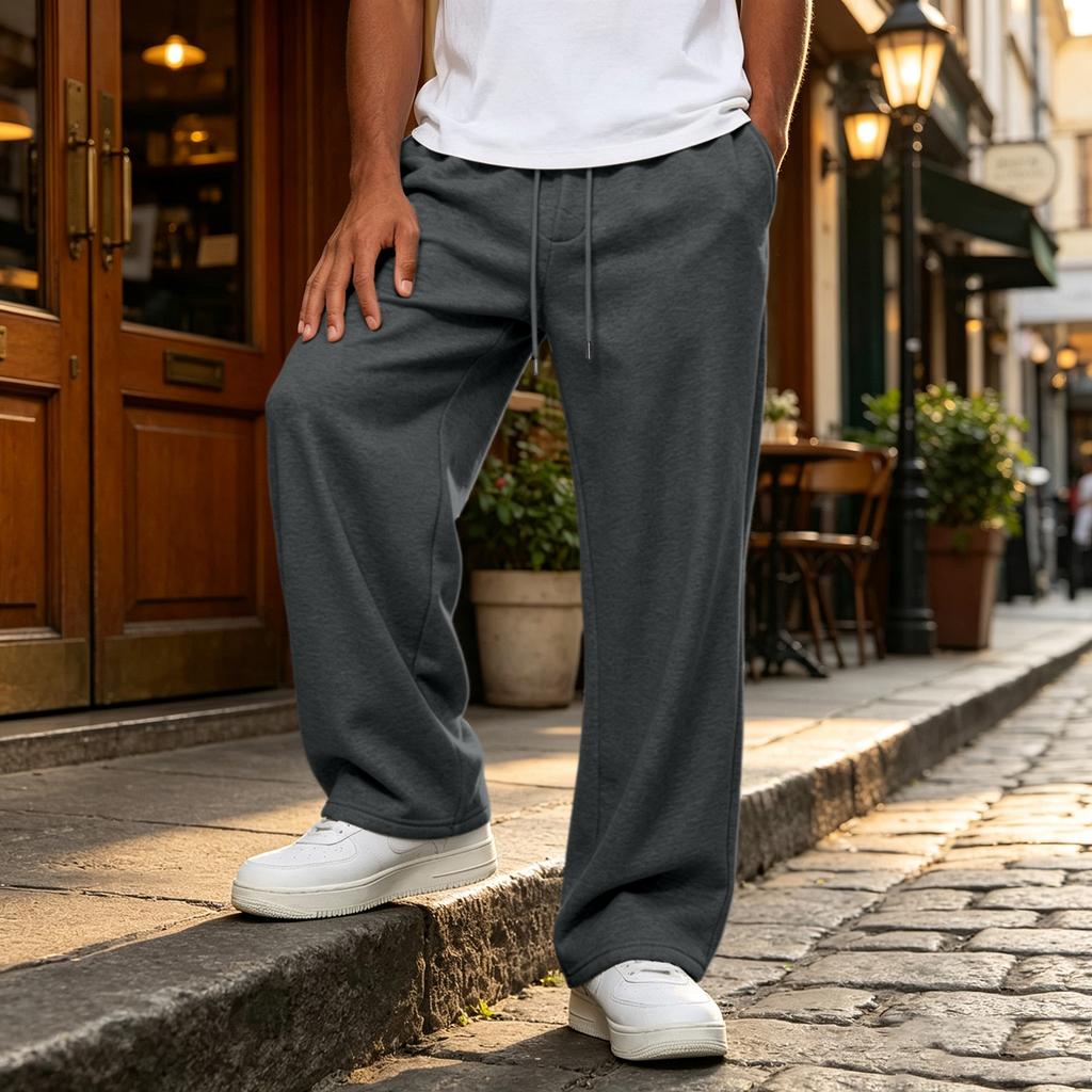 Calça de Moletom Colorida Masculina de Caimento Solto com Cordão e Cintura Elástica - Joggers Casuais Plus Size para o Dia a Dia