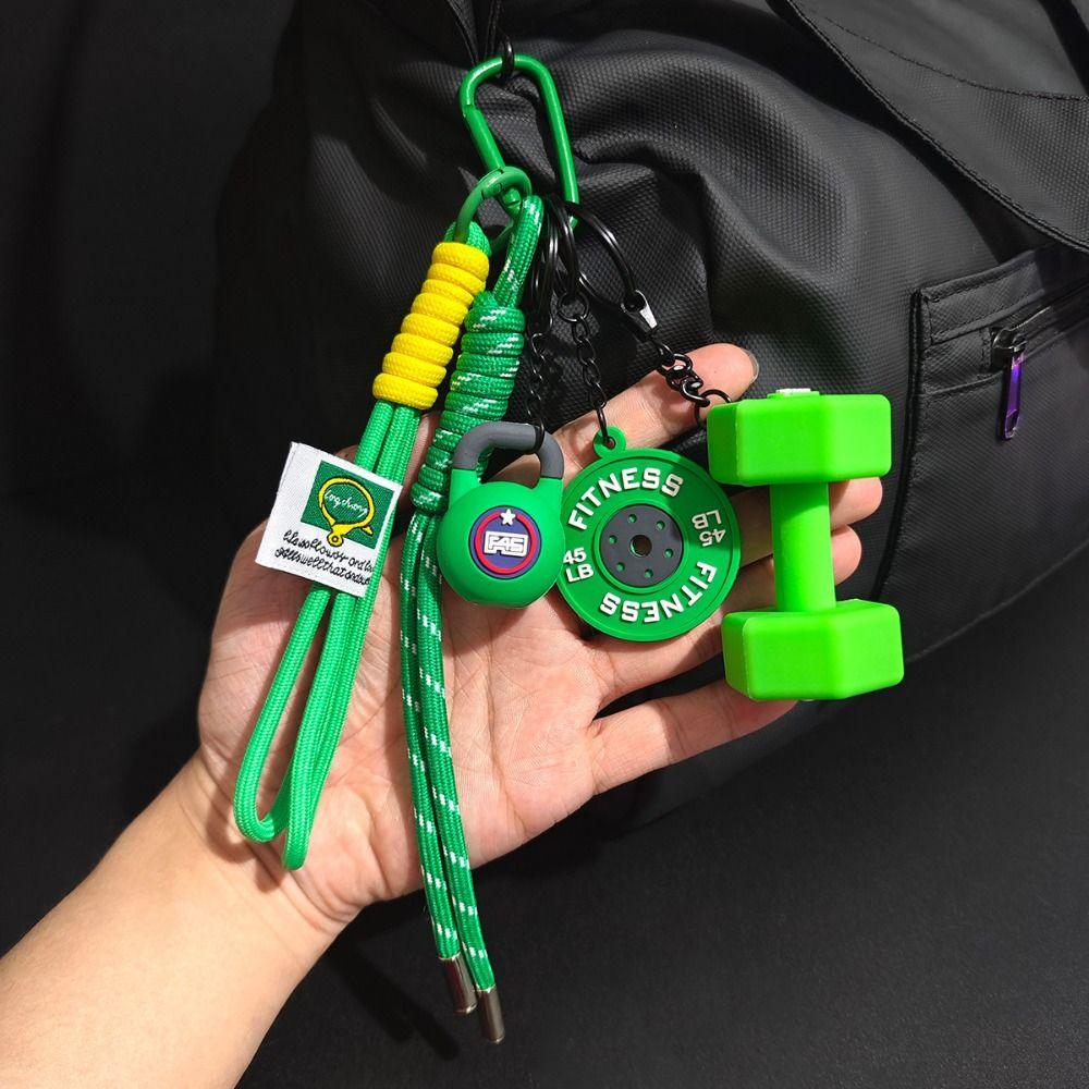 Barbell Plates Big Dumbbells Keychain D-shaped Buckle Fitness Series Pendant  Gifts
