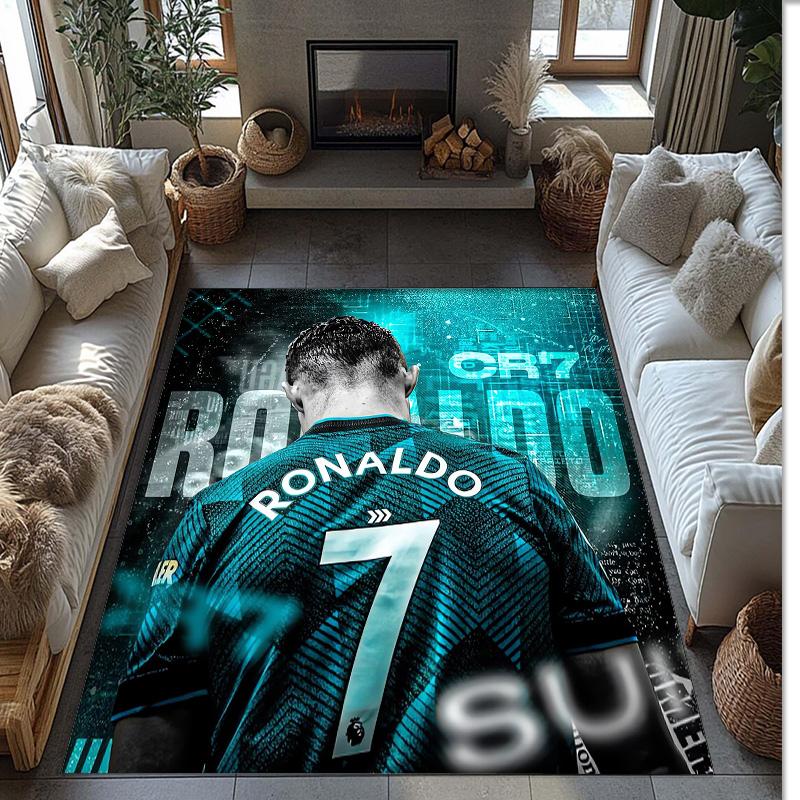 Cristiano Ronaldo Printed Flannel Area Rug Non Slip Soft Polyester Floor Carpet Indoor Decor Mat for Bedroom Living Room Sofa