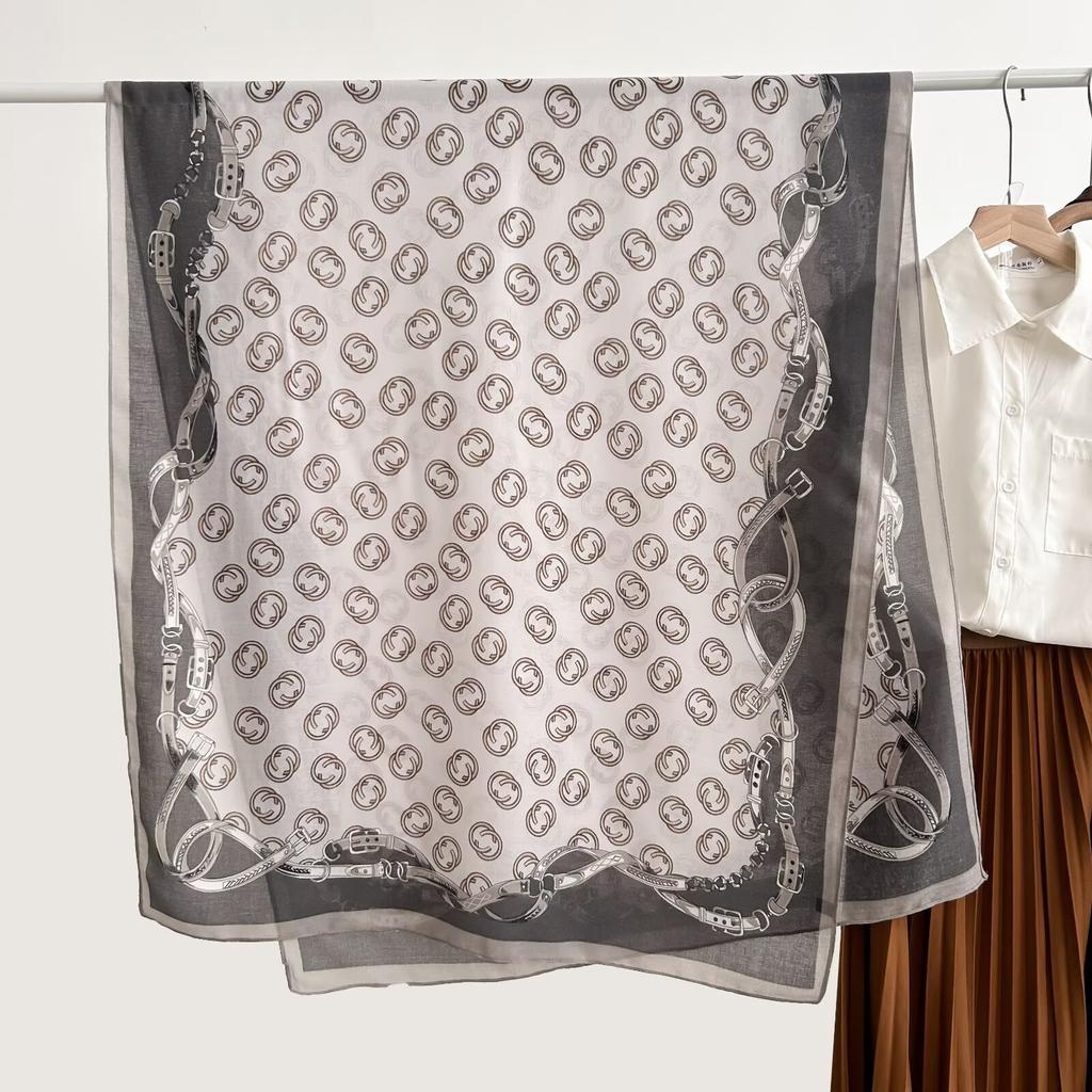 Thin Scarf Versatile Women's Scarf Shawl Imitation Cotton and Linen High-end French Silk Scarf Long Scarf Cross-border Special Supply