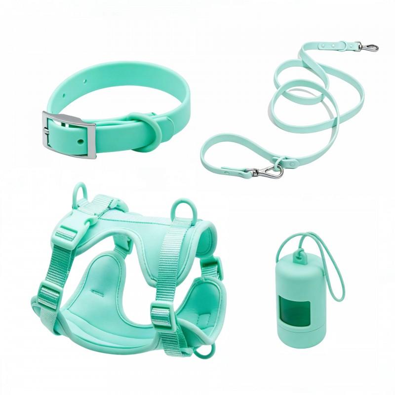 Dog Harness Set PVC Waterproof Chew Proof Small Dogs Leash Collar