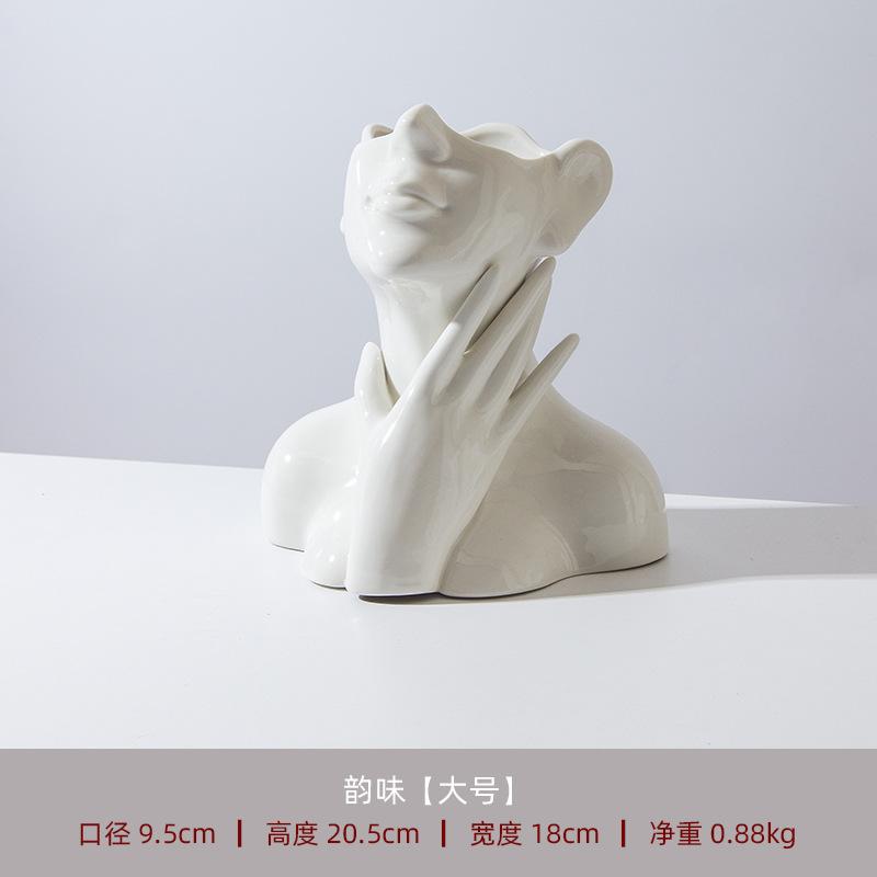 Nordic Style Ceramic Vase Face Sculpture Minimalist Home Decor Art Flower Holder
