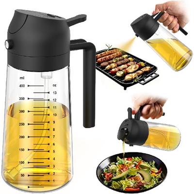 TrendPlain 16oz/470ml Glas Olivoljespruta för Matlagning – 2-i-1 Olivoljedispenserflaska för Köksredskap