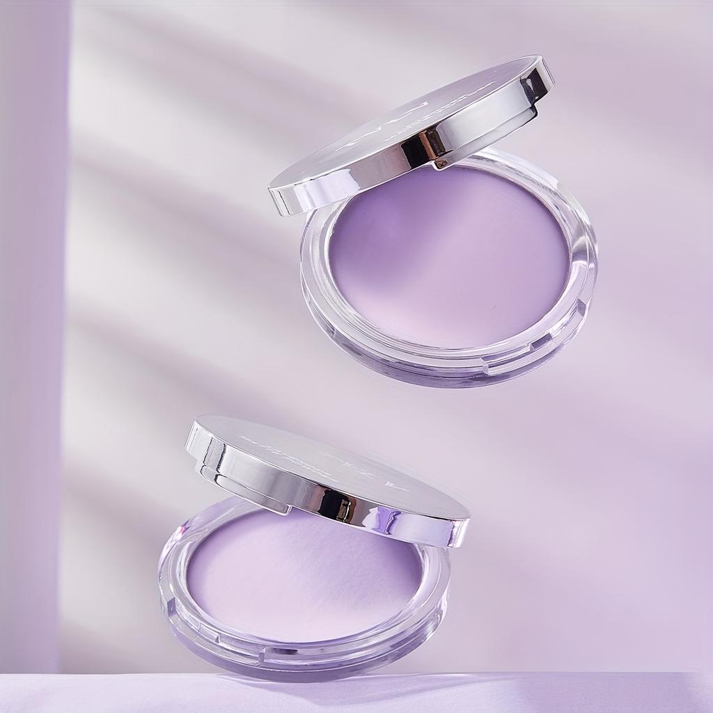 Lavender Matte Makeup Setting Powder with Powder Puff - Oil-Control, Long-Lasting, Waterproof Pressed Powder Natural Finish & Strong Coverage Powder