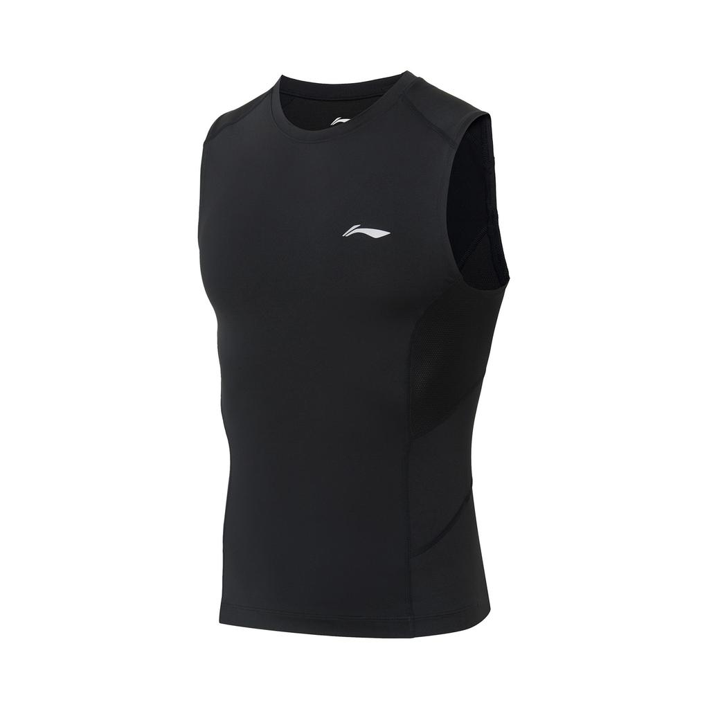 Li-Ning Fitness Series Logo Print Elastic Reflective Sleeveless Gym Top Men Tops Black AUDT495-1