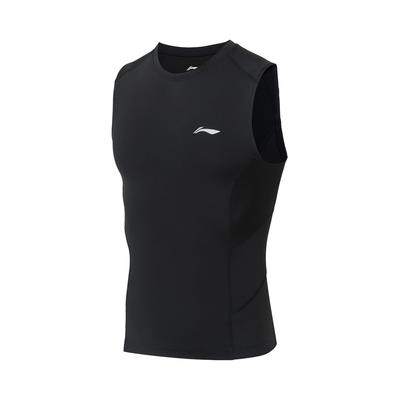 Fitness Series Logo Print Elastic Reflective Sleeveless Gym Top Men Tops Black AUDT495-1
