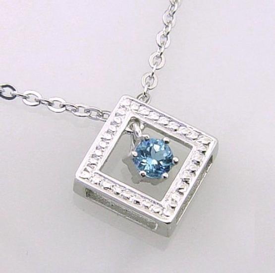 [Your and My Jewelry Box] Natural Blue Topaz Pendant with Dangle Design [November Birthstone] N0073 [Jewelry]