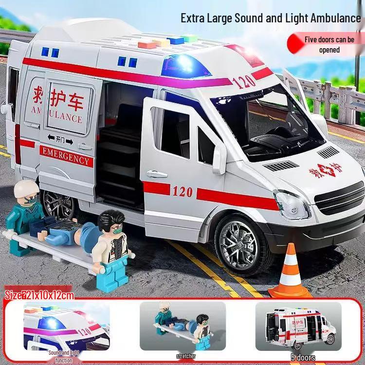 Extra-Large Ambulance Toy Car with Openable Doors, Sound & Light - Simulation Model for Kids.