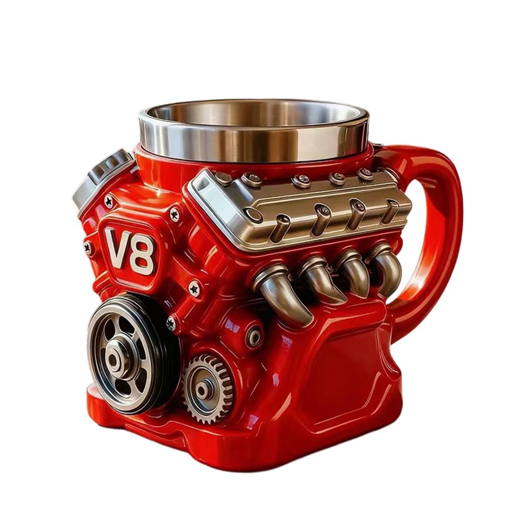 V8 Motor Resin med Innerfoder, Mugg, Högkvalitativ Känsla, Personlighet, Mekaniskt Prydnadsföremål, Hantverk