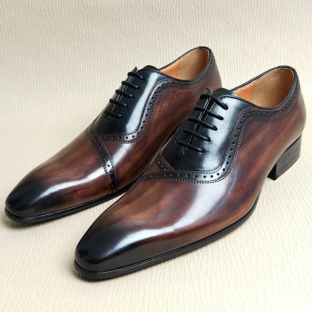 Fashion Luxury Men's Dress Shoes Higher Quality Oxford Leather Shoe Lace-Up Casual Business Shoes Fashion Carved Wedding Party Office