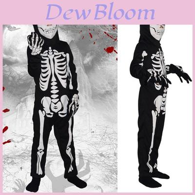 Kids' Skull Print Jumpsuit Halloween Costume Set For Role Play And Themed Party