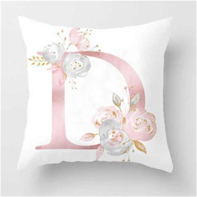 Ins Nordic Pillowcase Design Pink Letter Cushion Pillowcase Car Sofa Waist Design Home Furnishing