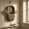Woven Wood Basket Arched Top Wooden Wall Basket Home Storage Shallow Profile Rustic