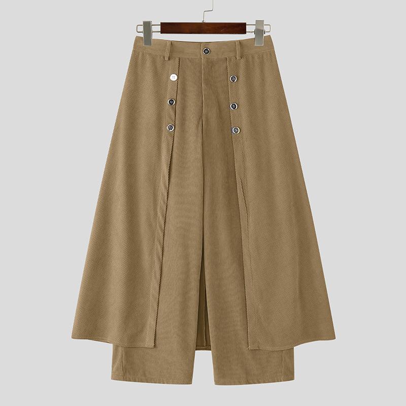 INCERUN Winter Men Zip-up High Waist Double Layers Corduroy Casual Long Pants Trousers