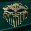 Ornate Geometric Masquerade Mask with Rhinestones Sparkling Rhinestone Fringe