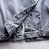 Spring Plus Size Blue Deconstructable S kapucí Turn Down Collar Jean Coat Jacket Dámské volné oblečení