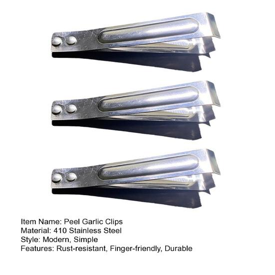 3Pcs Garlic Peeler Clips Stainless Steel Garlic Peeler Skin Fish Bones Chicken Feathers Remover Tweezers Easily Peel Garlic Skin